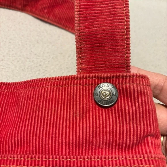 Roxy Tote Bag Y2k Red Corduroy Front and Back Pockets Double Handle Straps Vtg. - Picture 13 of 14